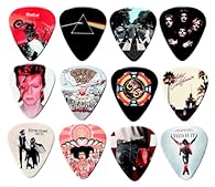 24 Famous Albums on 12 Guitar Picks Different Image on each side 0.71mm Medium Gauge Includes a storage bag that can hold more plectrums Standard Size - Same size as most popular brands