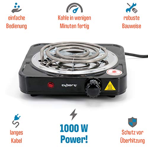 CYBORG Hot Classic Kohleanzünder 1000W inklusive Kohlegitter + 1KG Blackcoco´s – Bild 3