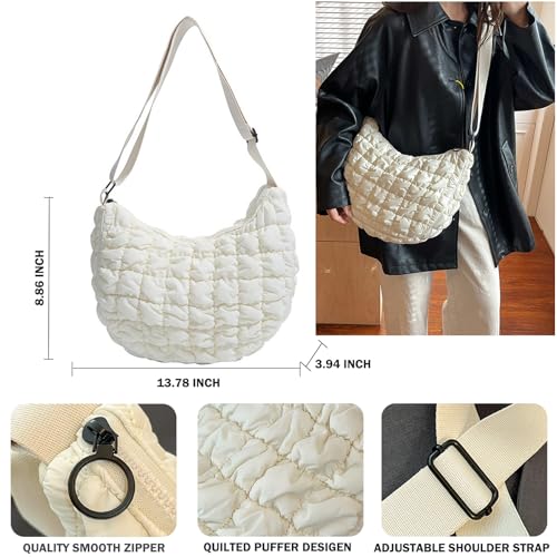 Image of Crescent Shoulder Bag Nylon Crossbody Bag for Women Nylon Hobo Bags Slouchy Sling Purse Dumpling Bags