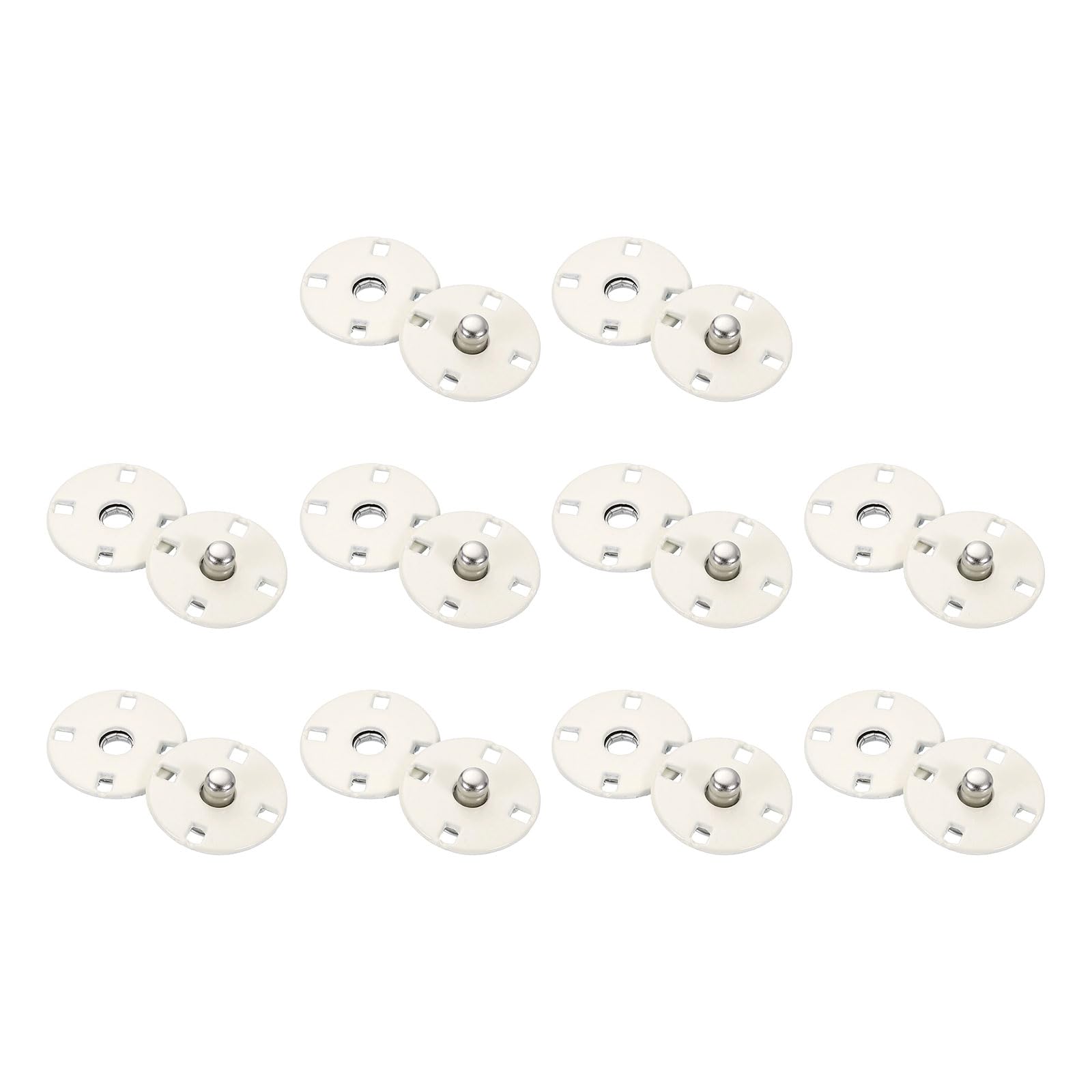 sourcing map 10 Sets Sewing Snap Buttons, 15mm Invisible Press Studs Buttons Sew-on Metal Snap Fasteners Zinc Alloy for Clothes DIY Crafts, Beige