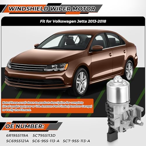 Image of Front Windshield Wiper Motor Compatible with Volkswagen Jetta 2011 2012 2013 2014 2015 2016 2017 2018 Replace 6R1955119A 5C7955113D