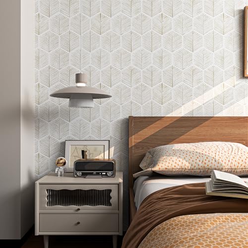 Image of MelunMer Geometric Peel and Stick Wallpaper Boho Beige White 17.3''x591''