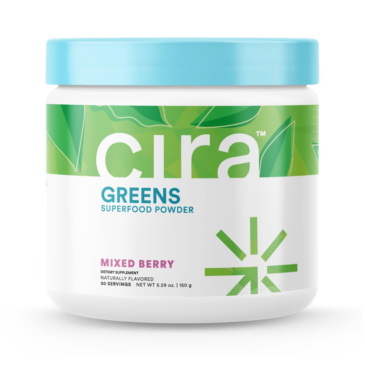 CiraDaily Greens - Naturally Sweetened, Organic Spirulina Superfood Powder with Premium, Antioxidant-Rich Ingredients for Debloating, Digestion, & Energy - Mixed Berry, 30 Servings