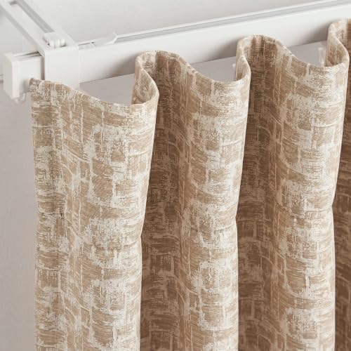 Image of FRESH FROM LOOM Premium 6 ft Curtains for Slider Track | Non-Ring Curtains | S-Wave Pleat | Non-Ring Curtains | S-Wave Pleat | Parda | Light Block Blackout Parde | (Beige | 6 Feet Long, 1pc Only)