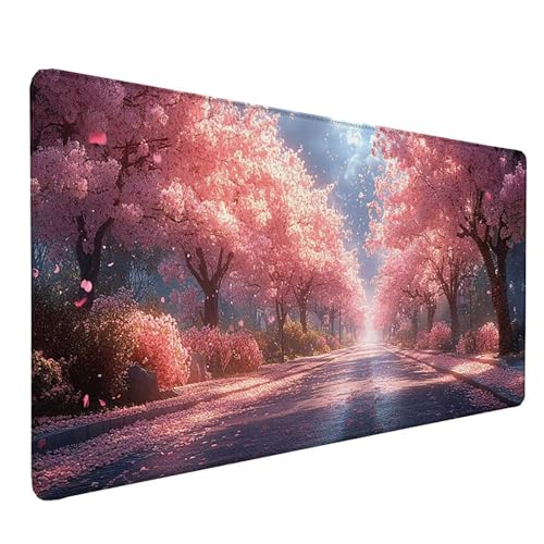 Tapis de souris sous main bureau rose motif fleurs de cerisier pour espace de travail cocooning