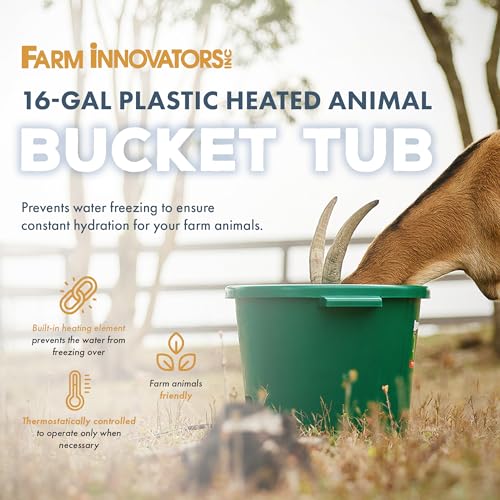 Farm Innovators HT-200 16 Gallon Plastic Heated Livestock Pet Farm Animal Water Bucket Tub thumb #1