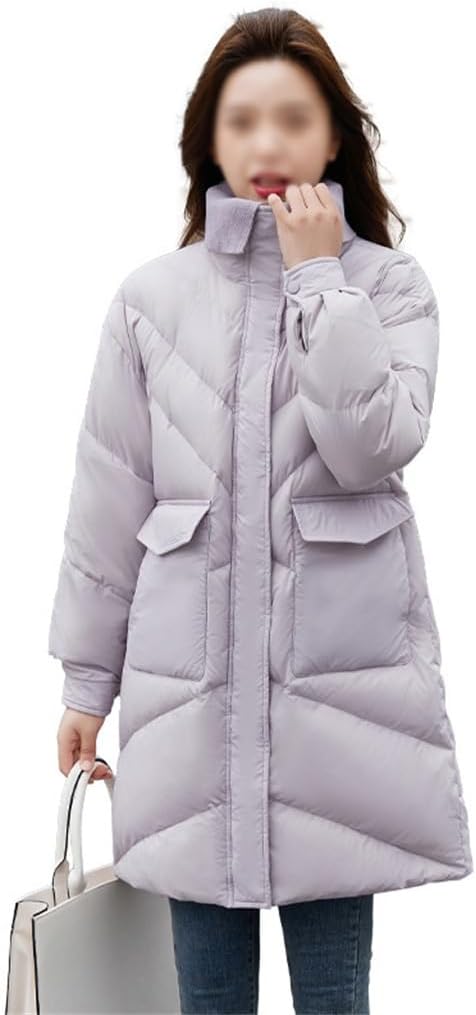 Down Jacket Women's Winter Medium-length Korean Version Of 90 White Duck Clothing Stand-up Collar