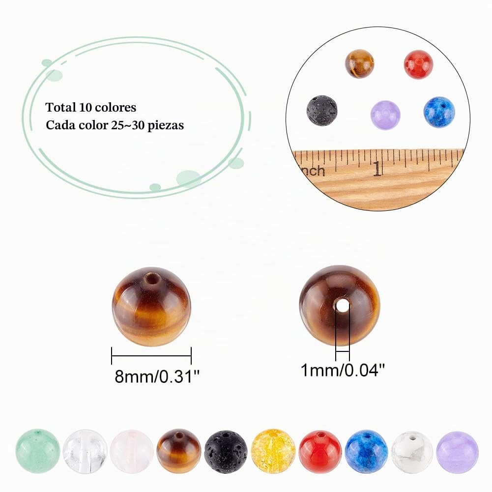 NBEADS 250-300 Unids 10 Estilos 8mm Granos de la Piedra Preciosa Perlas Redondas Encantos para la Fabricación de Joyas DIY