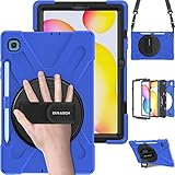 BRAECN for Samsung Galaxy Tab S6 Lite 10.4 Case 2024, Rugged Protective Case with Rotating Kickstand, Carrying Shoulder Strap, Handle Hand Strap,...