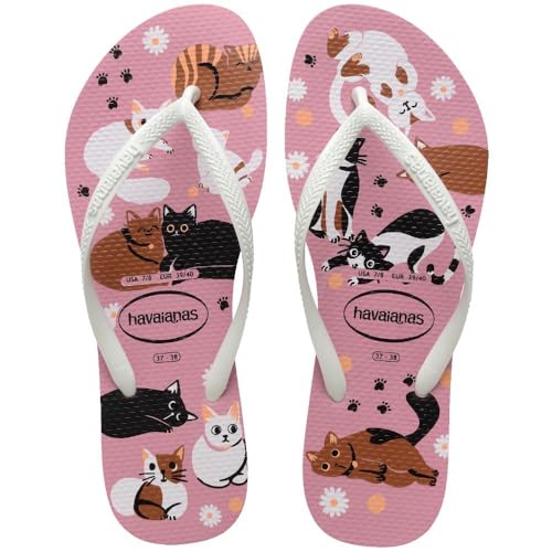 Havaianas Chinelo Infantil Slim Pets Cachorro Gato (Rosa Chiffon, BR, Criança de 4 a 8 anos, Faixa Numérico, M, 27, 28)