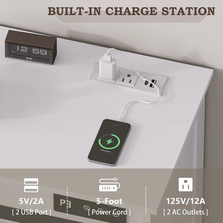 Image of Double Tilt Out Trash Can Cabinet with Charging Station, Negative Ion Odor Control, Hidden Dual 10-Gallon Recycling Cabinet, Dog Proof Garbage Can for Kitchen, Laundry, Dining Room,White