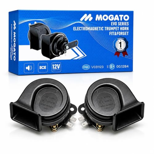 Image of Car Horn 12V Loud Sound Waterproof Electromagnetic Trumpet Horn, Universal Vehicle Horn for Car, SUV, Van & Truck, High Sound Replacement Horn (Set of 2)