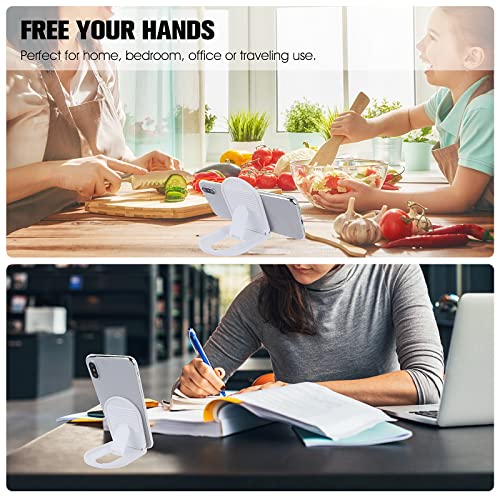 TIESOME 6 supporti pieghevoli per telefono cellulare, universale, a forma ovale, portatile, regolabile, compatibile con tablet, smartphone, Kindle (3 nero, 3 bianco) - Image 7