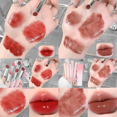 Image of Gege Bear Moisturizing Solid Lip Gloss Set | High-Pigment Gloss Stick with Glossy Finish | Luxury Lipstick with Rich Color & Hydration | Nourishing Lip Balm Texture Meets Vibrant (05# Maple, 2g)