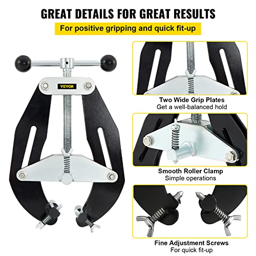 Image of VEVOR Pipe Clamp, 2 to 6 in, High Strength Ultra Clamp with Quick Acting Screws, Steel Pipe Alignment Tool with Lightweight Design, Black