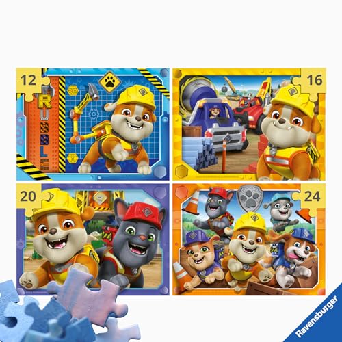 Ravensburger - Rubble & Crew, Puzzle 4 in a Box, 12-16-20-24 Teile, Puzzle Kinder 3 Jahre, 19 x 14 cm