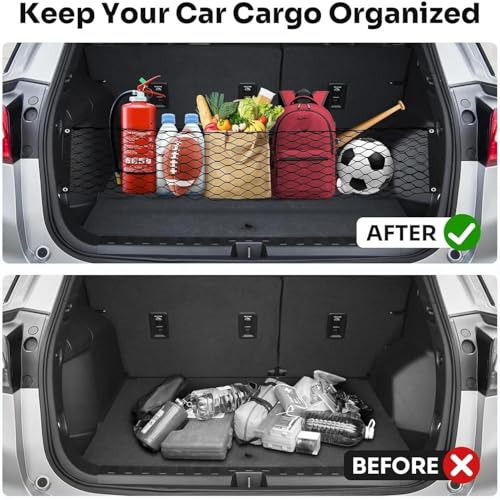 Filet de rangement pour coffre de voiture sac filet elastique double couche - 4
