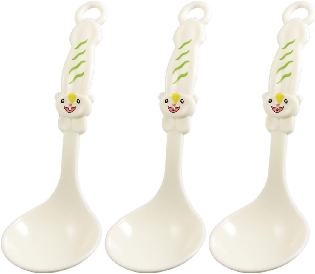 Cartoon Bear Pattern Plastic Spoon Soup Laddle Kitchenware 3 Pcs White (id: 616 d0f 587 ccf ab1
