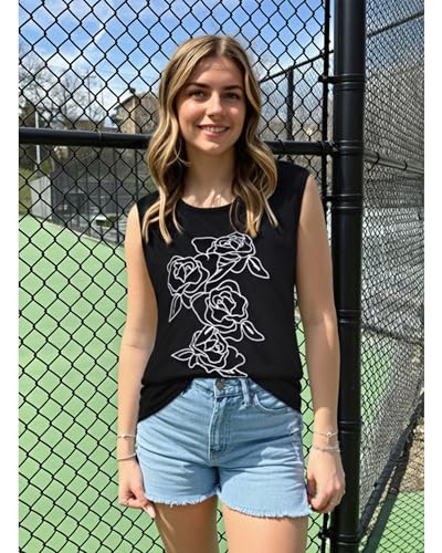 Image of Womens Tank Tops Summer Casual Sleeveless Top Loose Fit Basic Tunic Shirts