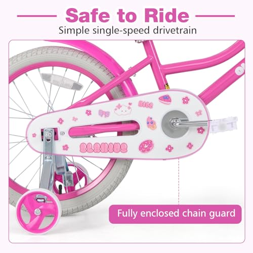 Image of Olakids Kids Bike, 12 14 16 18 20 Inch Girls Bicycle with Doll Seat Basket Adjustable Seat and Handlebar, Handbrake and Coaster Brake