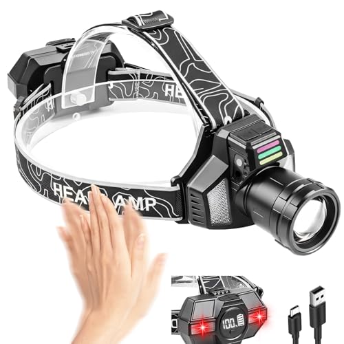 LIAISMI Stirnlampe LED Wiederaufladbar, Ultrahelle Kopflampe Stirnlampe mit Bewegungssensor, 6 Lichtmodi & Rücklicht, 90° Verstellbar, Zoombar, 2*18650 Batterien (nicht im Lieferumfang enthalten) LIAISMI Stirnlampe LED Wiederaufladbar, Ultrahelle Kopflampe Stirnlampe mit Bewegungssensor, 6 Lichtmodi & Rücklicht, 90° Verstellbar, Zoombar, 2*18650 Batterien (nicht im Lieferumfang enthalten)