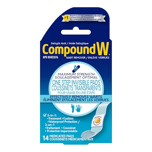 Compound W Dissolvant verrue force max une étape invisible 14 pads