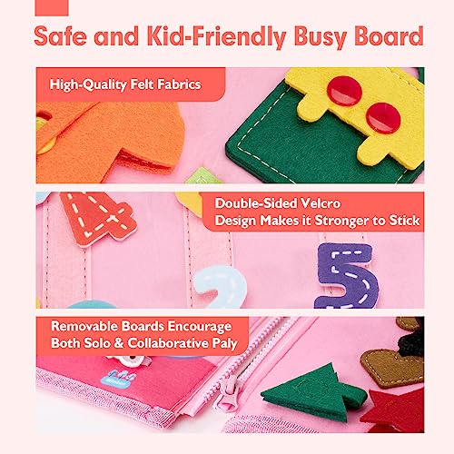 Image of hahaland Busy Board for Toddlers Boys Girls Montessori Toys for 3+ Year Old Preschool Educational Learning Activities Toddler Travel Toys for Ages 3 4 5 with Life Skill Number Color Weather