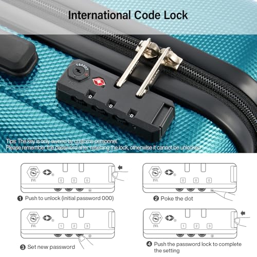 Image of Hanke Hardshell Luggage Sets 2 Piece Extra Large Suitcases with Lock,28 Inch Luggage with Spinner Wheels, Travel Suitcase for Women Men 20 29Inch,Caribbean Blue