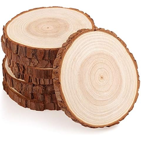 Fuyit Wood Slices 8 Pcs 14-15cm NO Hole Natural Unfinished Log Wooden Circles for Art Creation DIY Crafts Wedding Decorations Christmas Ornaments Cover