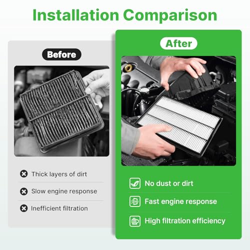 Image of 2PCS Engine Air Filter Fit for 2019-2025 Infiniti QX50(2.0L), 2022-2025 QX55 Air Filter Replacement Engine Filter Automotive Accessories# 165465NA1C CA12954 PA99486