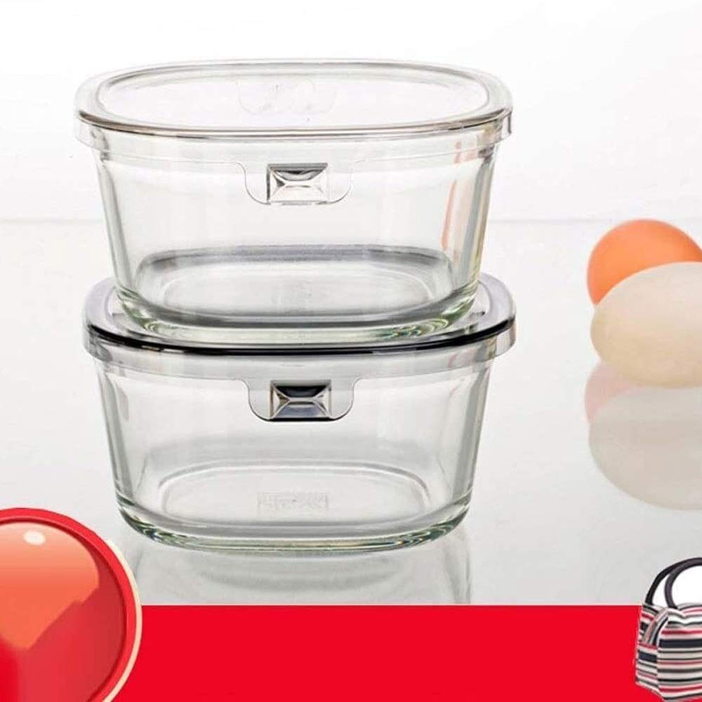 Brotdose, Bento-Boxen, Glas-Lunchbox; hitzebeständige Mikrowellenbox mit Li