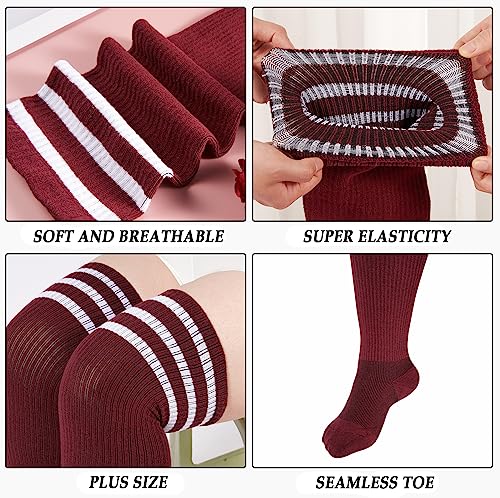 Image of Moon Wood Plus Size Thigh High Socks for Thick Thighs- Womens Knit Cotton Extra Long Over the Knee High Socks Leg Warmer