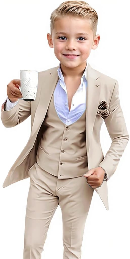 Costume de smoking 3 pièces pour enfant, blazer pour garçon, pour mariage