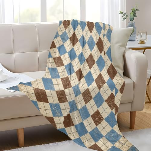 Couverture douce et confortable pour canapé grand format 140x178 cm bleu marron - 7