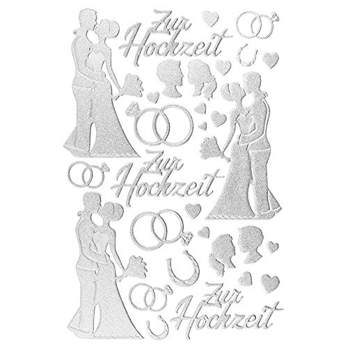 Ideen mit Herz - pegatina deluxe en 3D para bodas, varios diseños de boda, pegatinas en relieve, tamaño del pliego: 21 x 30 cm.