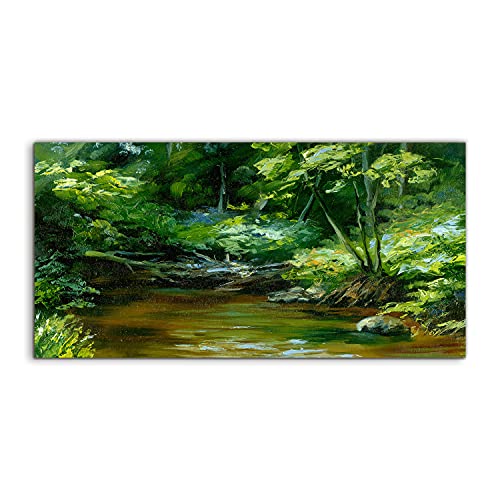 Tableau Acrylique Murale 120x60cm Anti-UV et Lumineux Motif River Forest Landscape pour Salon