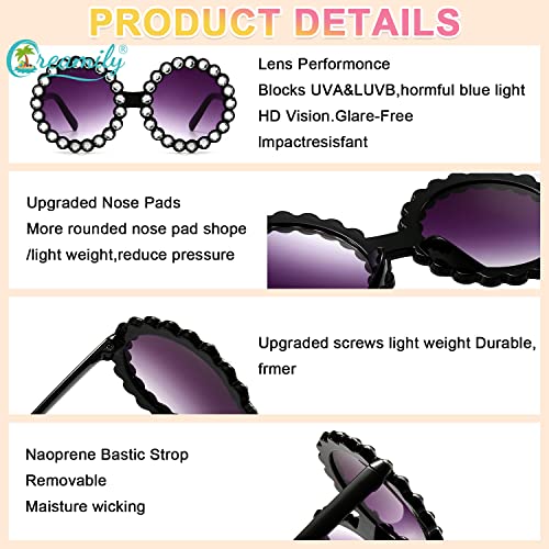 Creamily Baby Round Rhinestone Sunglasses Diamond Bling Bling Toddler Sunglasses Aviator Glasses for Girls Kids4