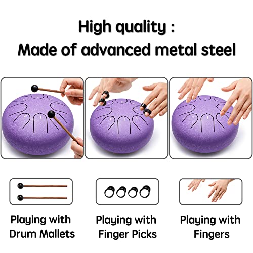 Lronbird Steel Tongue Drum, 6 Inch 8 Notes C-Key Handpan Drums, Small Percussion Instrument With Music Book Mallets Pad Bag For Kids Adults Meditation Yoga Zen Sound Healing, Unique Gifts (Lavender) #TOP7
