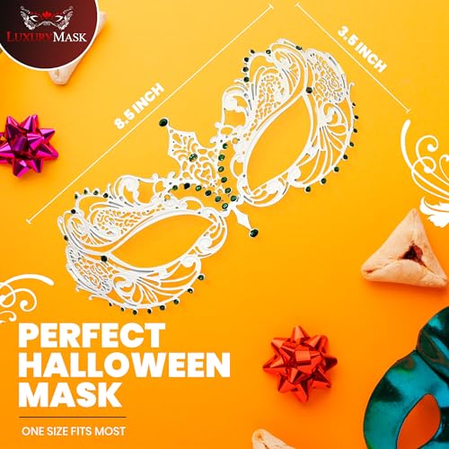 Image of Masquerade Mask for Women with Rhinestones - Elegant Metal Half Face Mask for Masquerade Parties, Mardi Gras, & Themed Events