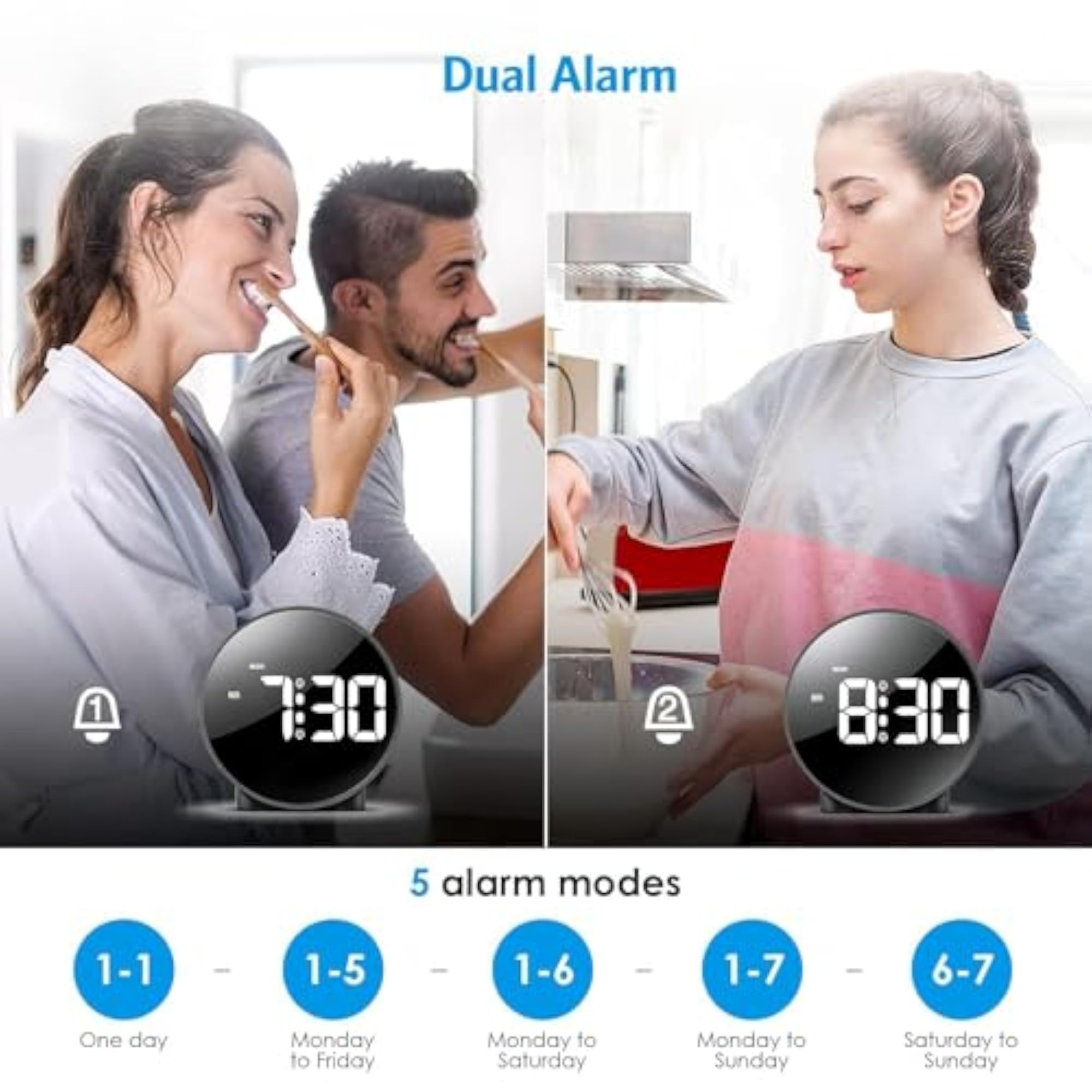 LED Alarm Clock with Voice and Touch Activation