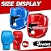 Kanayu 3 Pieces Boxing Headgear and 3 Pairs Gloves Set Shockproof Leather Boxing Helmet Safety Head Guard Punching Bag Gloves for Men Women Youth Beginners(Black, Blue, Red)