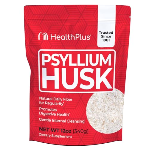 Health Plus, Psyllium Husk, 12 oz, 48 Servings - Natural Detox, Daily Dietary Fiber Supplement, Constipation Relief, Gentle Gut Cleanse, Keto Baking