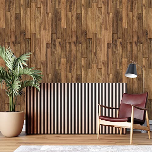 Image of DWELLSINDIA Vertical Wooden Bricks Self Adhesive Wallpaper Peel & Stick, Waterproof, Scratch Resistant, Laminated (41cm x 244cm, Vertical Wooden Bricks)