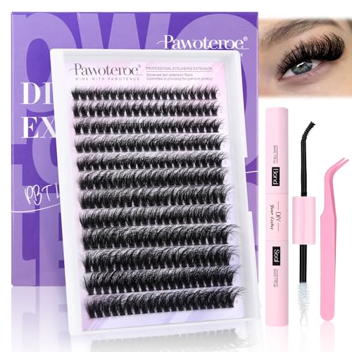 Image of Lash Extension Kit Lash Clusters 80D Full DIY Cluster Eyelash Extension Kit 10-20mm Individual Lashes Mink with Lash Bond and Seal, Lash Tweezers for Self Application (Mink 80D,10-20mm, Kit)