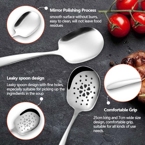 2 Pezzi Cucchiaio da Servizio 25,2 x 7,2 cm in Acciaio Inossidabile con Manico Lungo per Banchetti, Catering, Buffet, Ristoranti - immagine 4