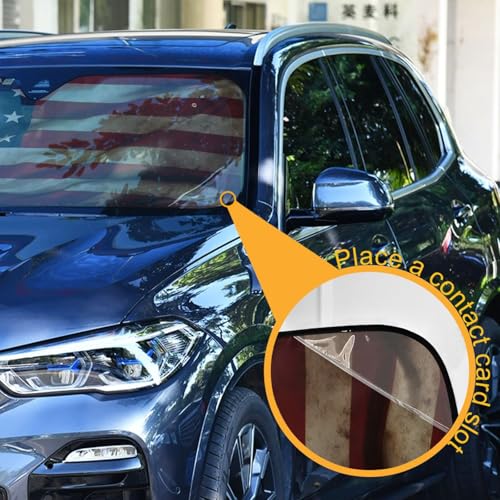 Grunge American Flag Car Windshield Sunshade Foldable Reflective American Independence Day July 4th Patriotic Sun Shade Blocks UV Rays by senya - Used condition - Image 5