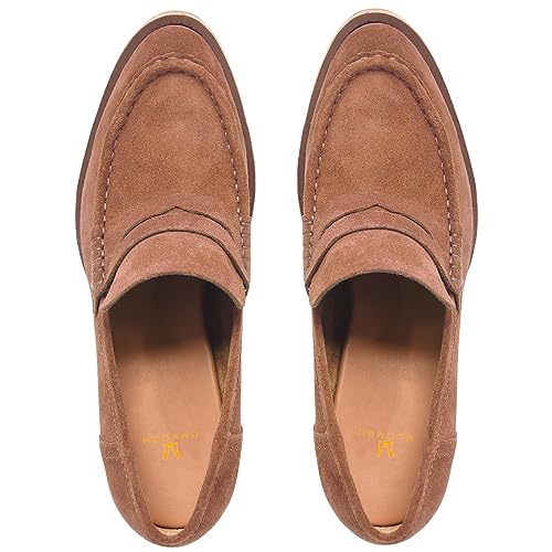 Image of MOOMMO Women Chunky Platform Loafers Pumps Round Closed Toe Slip On Penny Loafers Suede Block High Heels Oxford Shoes Formal Classic Thick Heel Dress Loafer Office Ladies Vintage Comfort 4-11 M US