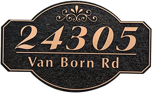 Address Plaque Hand-Carved - Personalized Home Address Plate Sign House Number Plaque Sign for House,Apartment,Garden,Street Brick Wall Outside - 911 Visibility - Any Fonts Large Options- Metal and Acrylic - 13.8 x 8.5 inch