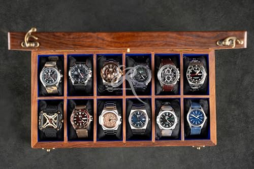 Image of Royal Craft Expertise Wooden Watch Box for Men - Indian Rosewood Timepiece Organizer with Hinged Lid - Display Case and Storage Box - Best gift for him (Dark Ivory)