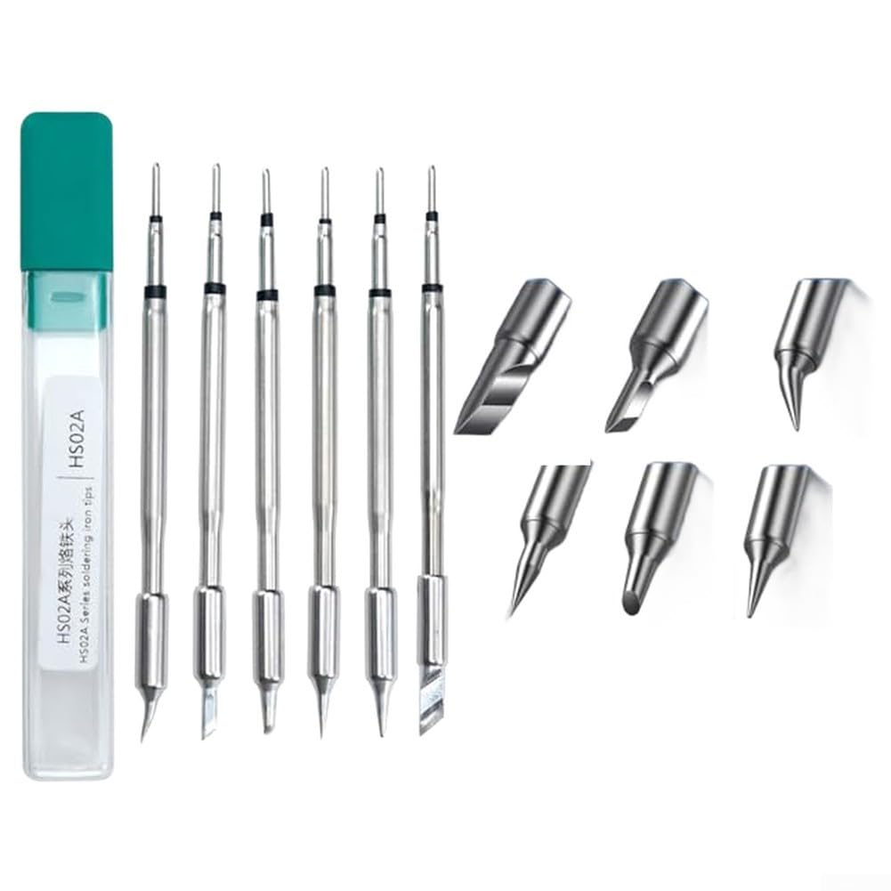 Kit di punte per saldatore, 6 pezzi, per HS02A DWS-200 Station F245-K KU JS I C2 B Set di ricambio in metallo